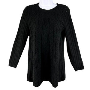 J. Jill Womens XS Black Chenille Soft Cable Knit Sweater Long Sleeve Oversized